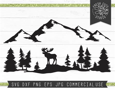 Moose Forest Trees SVG DXF PNG digital download files for Silhouette Cricut vector clipart ...