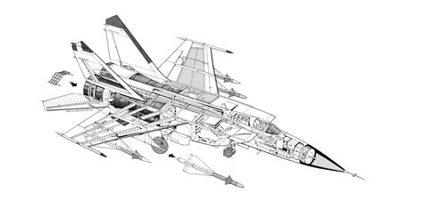 Mikoyan-Gurevich MiG-25 Cutaway Drawing in High quality