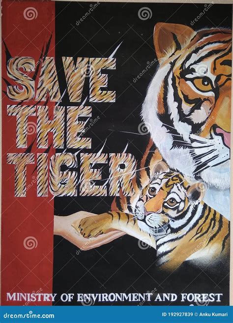 Handmade Poster Design, Save the Tiger. Editorial Stock Image - Image of subject, save: 192927839