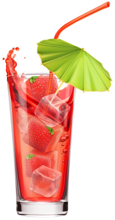 Colorful Drink with Strawberries and Ice Cubes