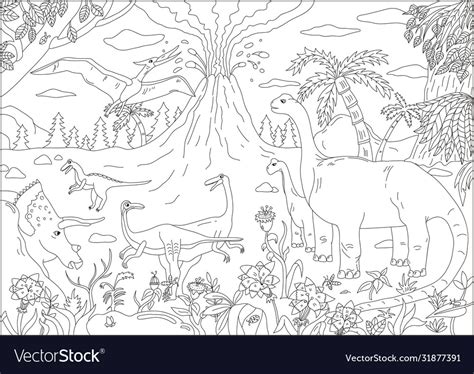 Big coloring page for children with dinosaur Vector Image