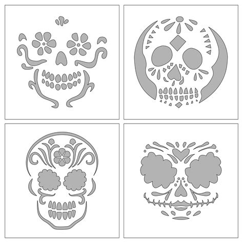 Printable Skull Pumpkin Stencil