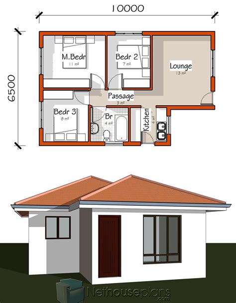 Simple 3 Room House Plan Pictures | 4 Room House | Nethouseplans