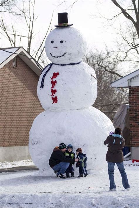 The snow giant, which stands at 6 metres tall, was built by Bob Mann of London, Ontario and can ...