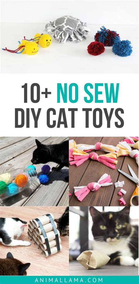 Keep your cat entertained with these simple and easy, no-sew DIY cat toys that are made out of ...