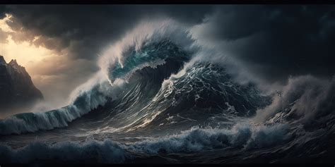 Rough Ocean Storm Waves Crashing Digital Wallpaper Download 4K Dynamic Composition of Surge ...