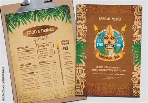 Tiki Bar Menu Layout Stock Template | Adobe Stock