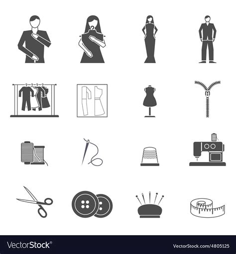 Fashion designer tools icon set Royalty Free Vector Image