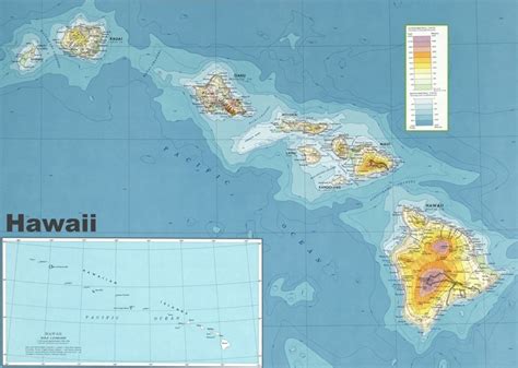 Hawaii physical map - Ontheworldmap.com