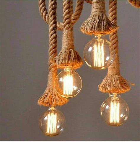 Rustic Pendant Lighting Fixture Retro Design Rope Ceiling | Etsy