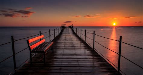 Pier Bench Sunset 5k, HD Nature, 4k Wallpapers, Images, Backgrounds ...