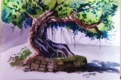 Peepal tree Painting by Susan Verney - Pixels