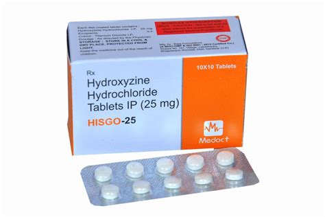 Hydroxyzine Hydrochloride Tablet 25 mg, Balaji Formulations at Rs 270 ...