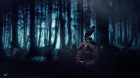 Halloween, Pumpkin, Dark Age, Crow, Forest, Death Wallpapers HD / Desktop and Mobile Backgrounds