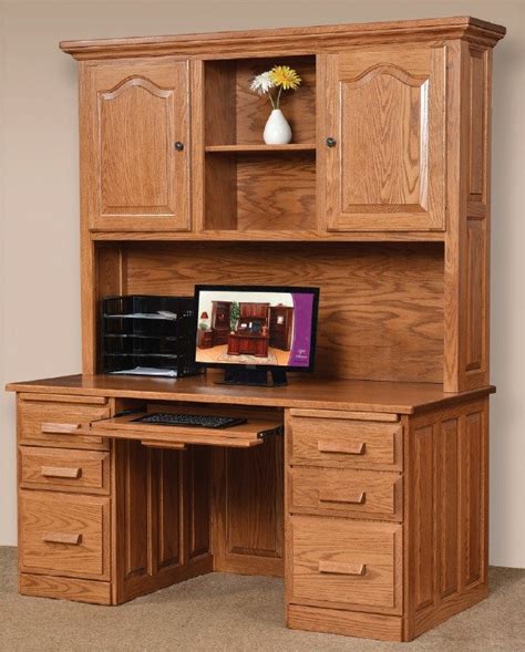 Flat Top Computer Desk with Hutch from DutchCrafters Amish Furniture