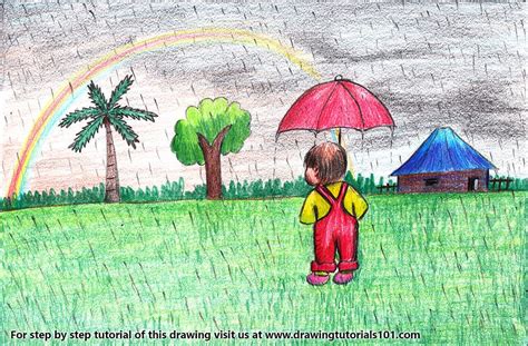 Rainy Day Scene Drawing Easy ~ Drawing Kids Easy Draw Rainy Season Rain ...