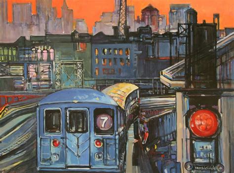 NYC subway number 7 Painting by Piotr Rembielinski | Saatchi Art