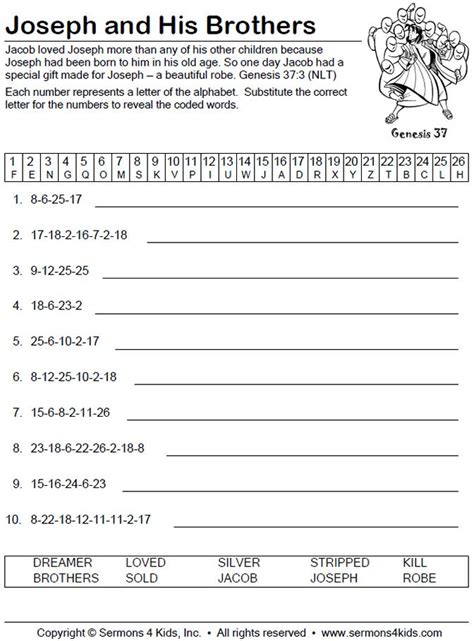 Printable Joseph Activity Sheets - Printable Word Searches