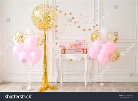 Decorations Holiday Party Balloons Pink Gold Stock Photo 766876678 ...