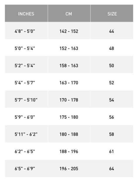 Specialized Tarmac Size Chart