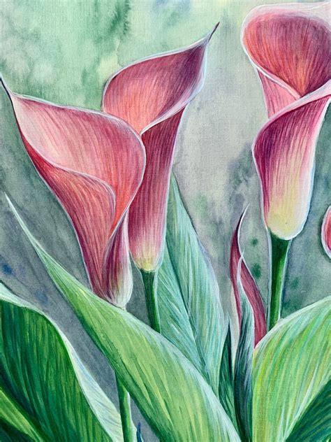 Calla Lily Painting Original watercolor Flower Bouquet Floral | Etsy