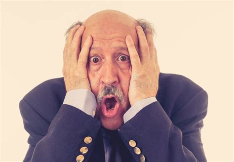 Concern Scared Shocked Older Adult Man with a Terrified Facial Expression Stock Photo - Image of ...