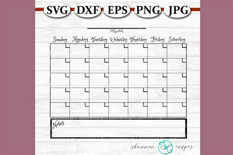 Blank Monthly Calendar SVG (352074) | Cut Files | Design Bundles