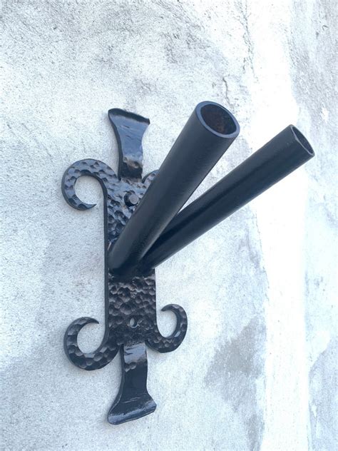 Double Wrought Iron Flag Holder Flag Pole Holder Wall Flag - Etsy