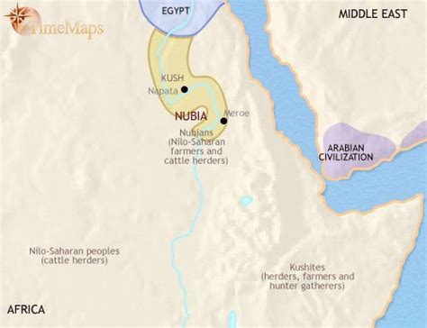 Map of Nubia, 500 BCE: An Independent Civilization | TimeMaps