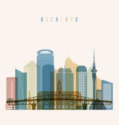 Auckland new zealand skyline detailed silhouette Vector Image