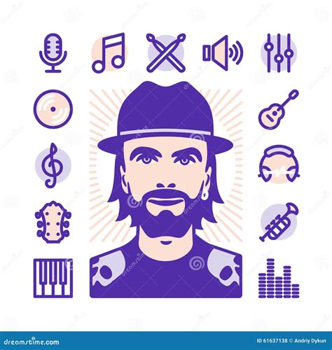 Musician Icon set stock vector. Illustration of voice - 61637138