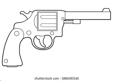 Pistol Gun Outline Vector Illustration Isolated Stock Vector (Royalty Free) 1886583160 ...