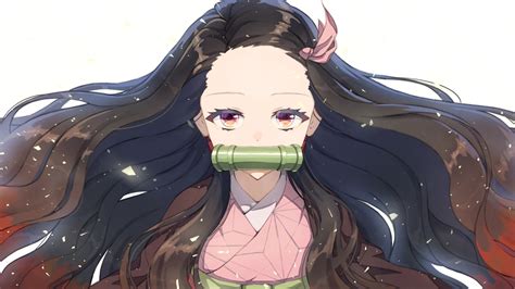 Demon Slayer Nezuko Kamado With Long Hair With White Background HD Anime Wallpapers | HD ...