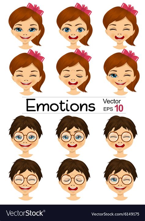 Kids showing different facial expressions Vector Image