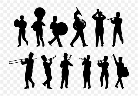 Silhouette Marching Band Musical Ensemble, PNG, 1400x980px, Watercolor, Cartoon, Flower, Frame ...