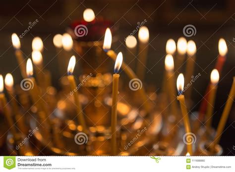 Candles Burning in Orthodox Church Stock Photo - Image of religious ...