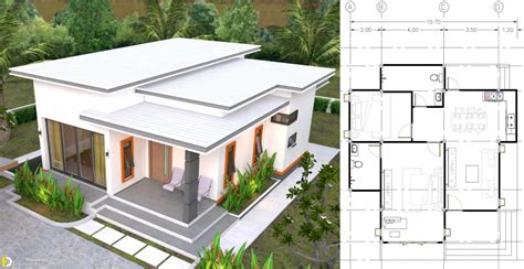 Modern House Plans 10.7×10.5 With 2 Bedrooms Flat Roof - Engineering Discoveries