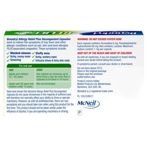 Buy Benadryl Plus Caps 12 | Chemist Direct