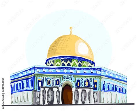 Al-Aqsa Mosque hand drawing vector. Jerusalem Stock Vector | Adobe Stock