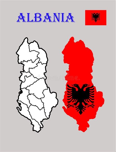 Map of Albania with Regions and Flag Draw and Cut Ou Stock Illustration ...