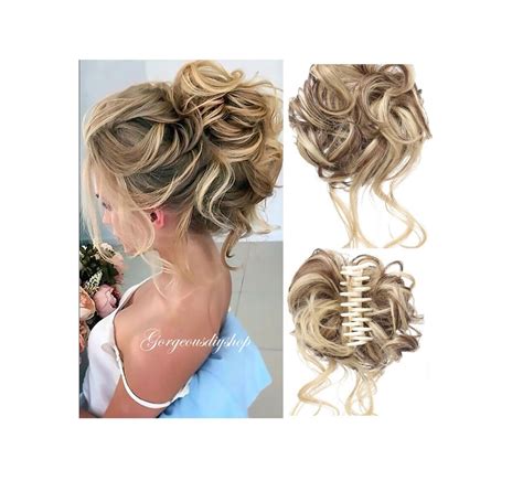 9 Colors Messy Long Curly Hair Bun, Wavy Hair Extension for Women, Ponytail Synthetic Hair Bun ...