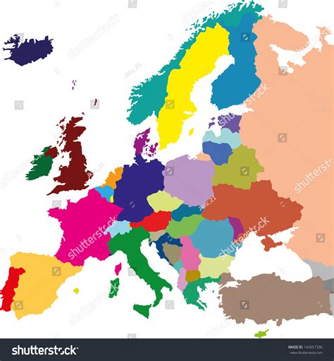 Colored Political Map Of Europe