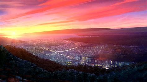 Anime Sunset City Wallpapers - Wallpaper Cave