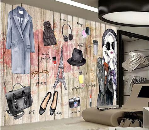 Hand Painted Trend Female Apparel Mural 3D Beauty Clothing Store ...