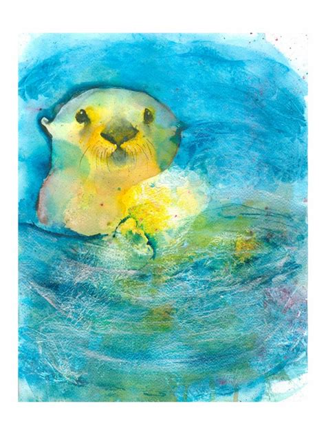 Sea Otter Painting Fine Art Print /Otter painting/Ocean