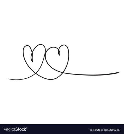 Continuous line drawing love sign with hearts Vector Image