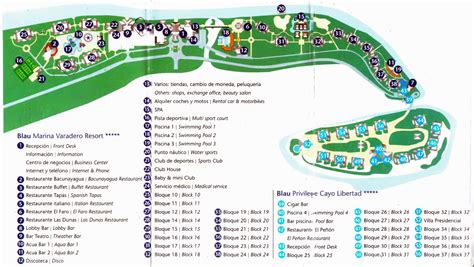 Map Layout Blau Marina Varadero (formerly Barcelo Marina Palace) | Varadero, Alquiler coche ...