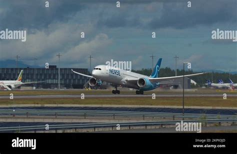 airplane boeing 787 dreamliner norse atlantic airways take off slow motion 4k Stock Video ...