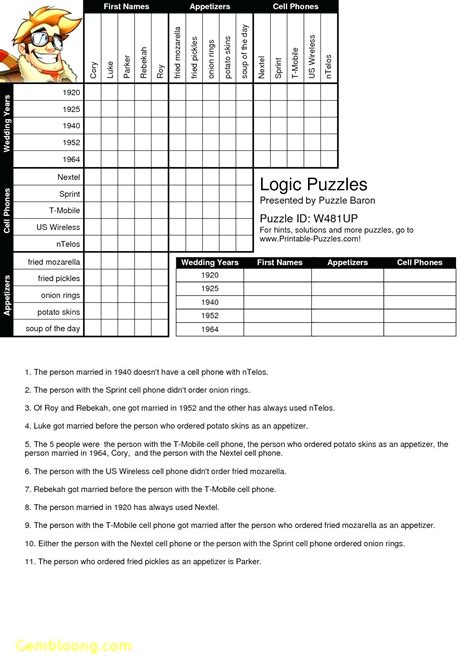 Printable Puzzles For Adults | Logic Puzzle Template – Pdf | Puzzles – Printable Logic Puzzles ...