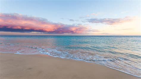 Calm Beach Under Light Orange Cloudy Sky HD Beach Wallpapers | HD Wallpapers | ID #49241